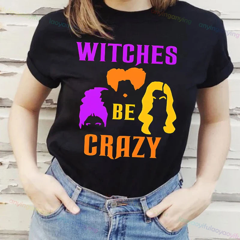 Witches Be Crazy Hocus-Pocus Halloween Shirts Kenzoo Clothes Classic Harajuku Fall Shirt Vintage Movie Mens Clothing Womens Top