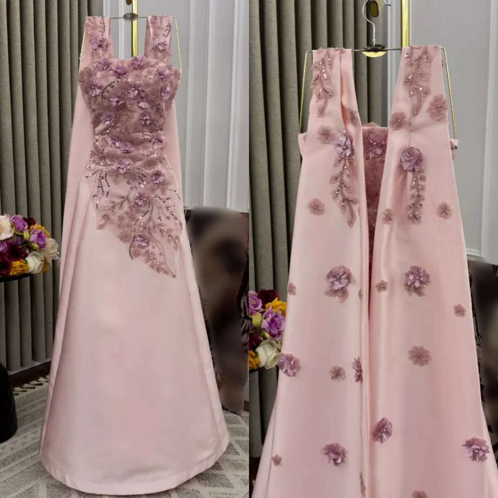 Customized Applique Sequined Square Neck A-line Long Dresses Bespoke Occasion Exquisite Fashion Formal Evening