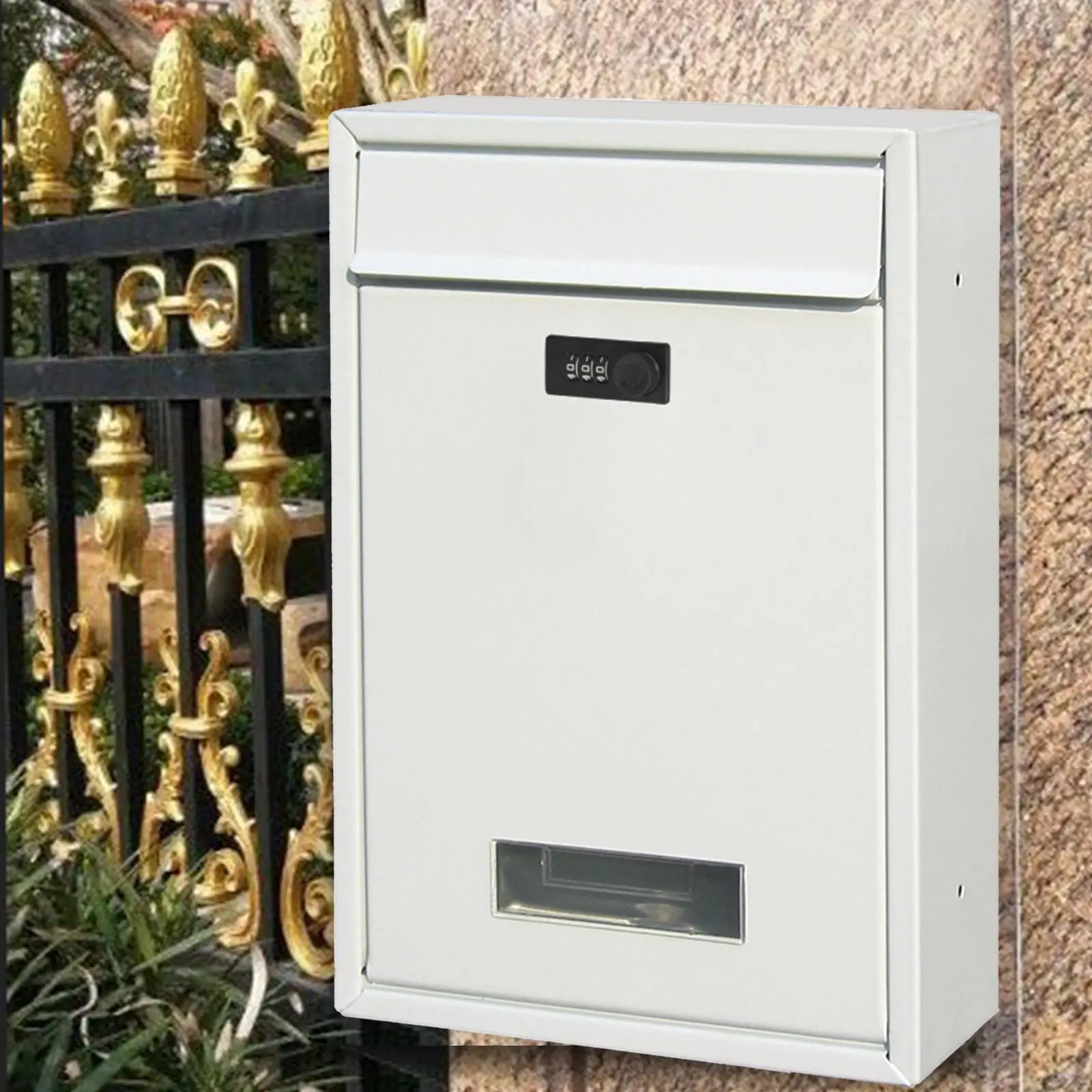 Imagem -02 - Metal Wall Mounted Mail Box Mailbox Postbox Coded Lock Box Suspensão com Bloqueio de Combinação Porta Interna Externa