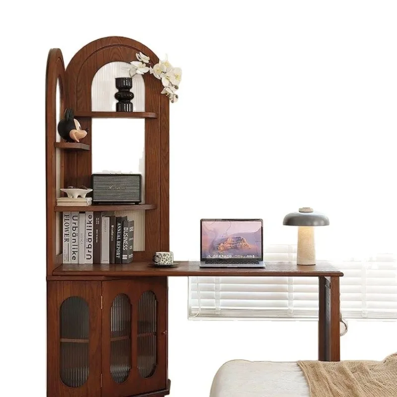 

French Solid Wood Corner Cabinet Bedroom Shelf Desk Integrated Cabinet
