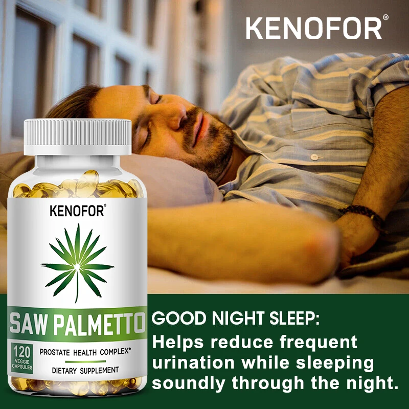 Saw Palmetto Extract, Prostate Health Supplement, Hair Growth Support To Help Maintain Normal Urination Frequency Vegan Capsules
