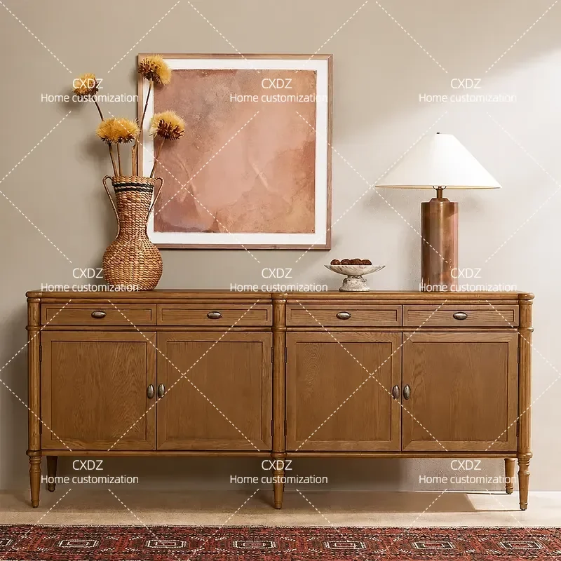 French solid wood dining side cabinet, living room wall locker, simple TV cabinet side cabinet, American country home locker