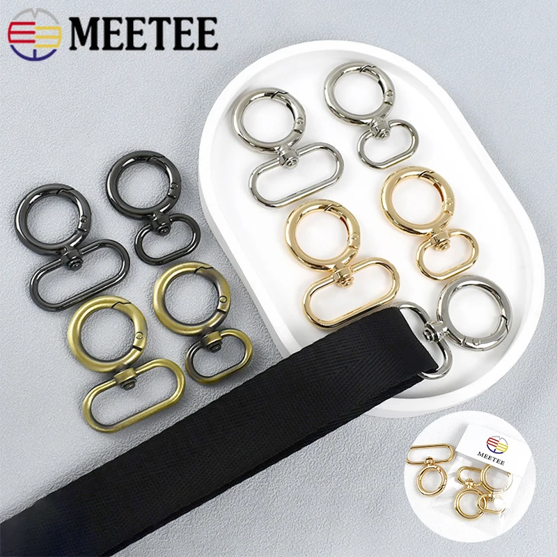 

5Pcs Meetee 20-38mm Metal Buckles for Bag Strap Spring O Ring Clasp Keychain Snap Hook DIY Webbing Accessories Carabiner Clip