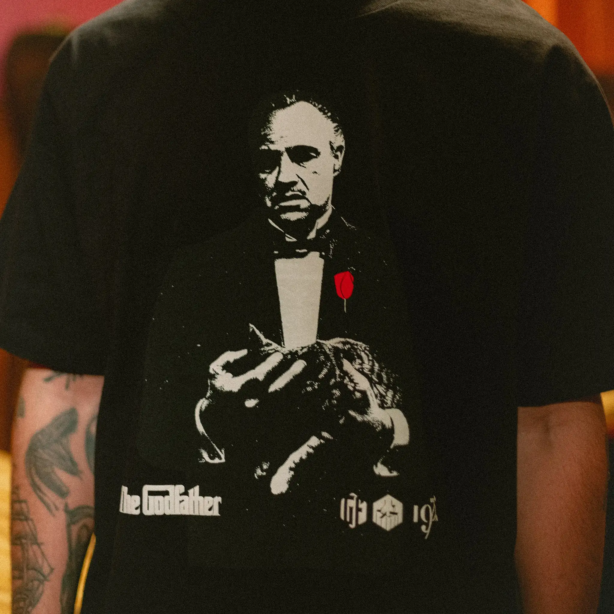 Der Pate Don Corleone Herren Kurzarmshirt Schwarz Blau Übergroße Y2k Casual Baumwolle Kurzarm Streetwear Harajuku T-Shirts