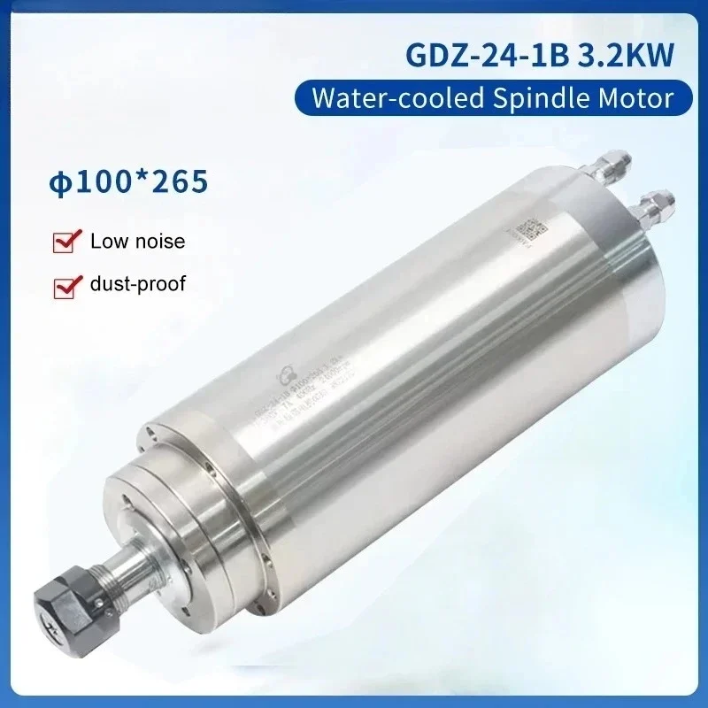 3.2 KW Water Cooled Spindle Motor CNC GDZ24-1B 3200W with ER20 400Hz 24000RPM for Router Milling Machine