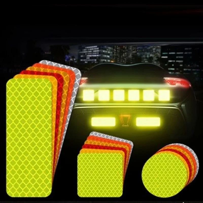 10PCS Night Reflective Strip Warning Stickers Road Reflective Stickers Car Motorcycle Bicycle Decoration Night Safety Tips