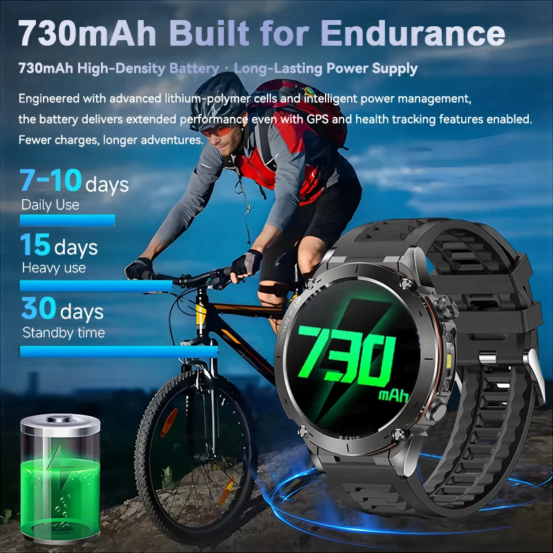 2025 جديد ثنائي النطاق Beidou موقف ساعة ذكية المدمج في ثنائي النطاق GNSS البوصلة معدل ضربات القلب 10ATM مقاوم للماء ساعة ذكية عسكرية