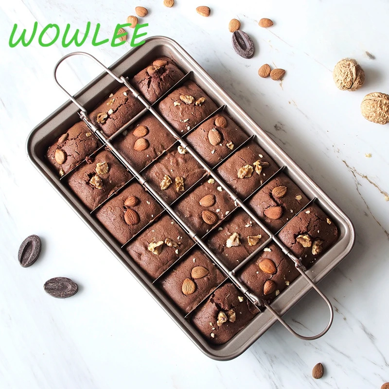 

1Pcs Brownie Pan Bread Cake Pans Baking Dishes Non-Stick Bakeware Square Lattice Chocolate Dessert Cake Mold Kitchen Baking Pan