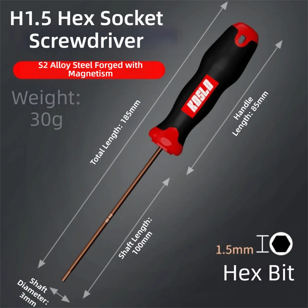 Nuevo Destornillador Hexagonal Interno de Vástago Recto H2.5/4mm, Herramienta de Mantenimiento de Longitud Extendida, Herramienta Manual