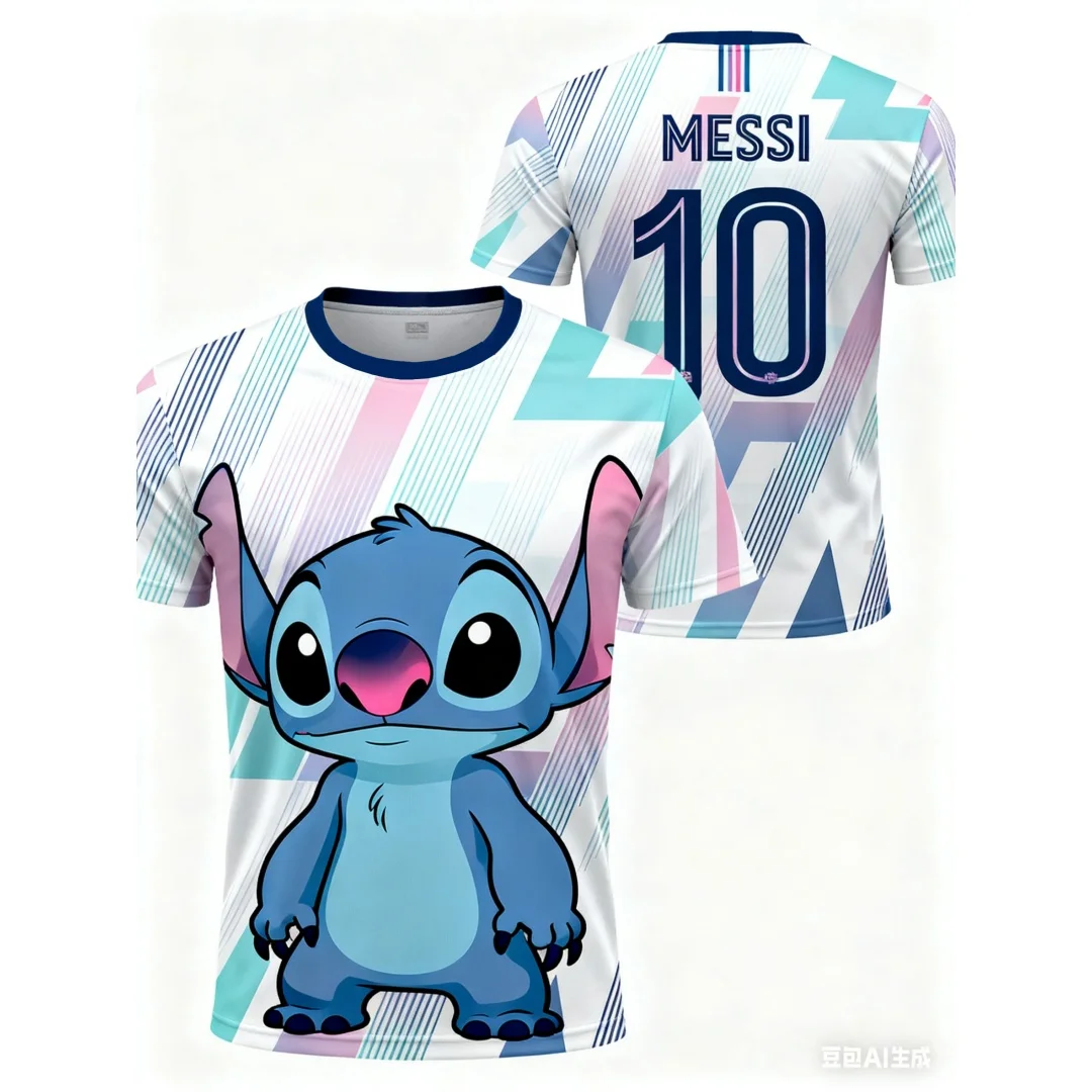Футбольная майка с мультяшным рисунком Disney Stitch, летняя спортивная футболка с 3D принтом, быстросохнущая мужская футболка, детская одежда, футболка Y2k, женская