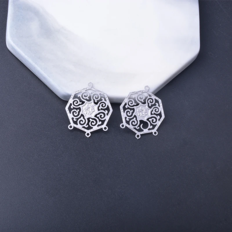 10 Stück Filigran-Schmuckverbinder aus Edelstahl, geometrischer Wassertropfen-Ohranhänger, DIY-Schmuck-Ohrring-Zubehör – Detail 5