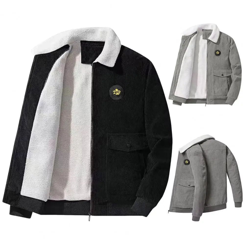 

Men's Casual Lapel Jacket 2025 Autumn/Winter Thickened Washed Cotton Fleece Fashionable Men's Coat Thickened Corduroy Outwear