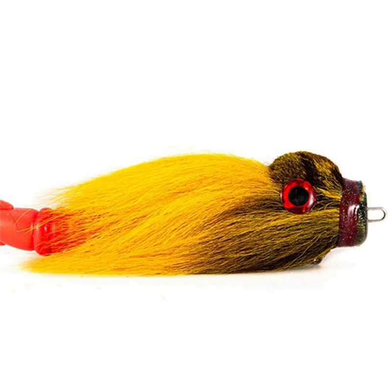 New Mouse Fishing Lure Fly Hooks Freshwater Saltwater Lure Soft Fly Fishing Lures with Double Hooks Yellow