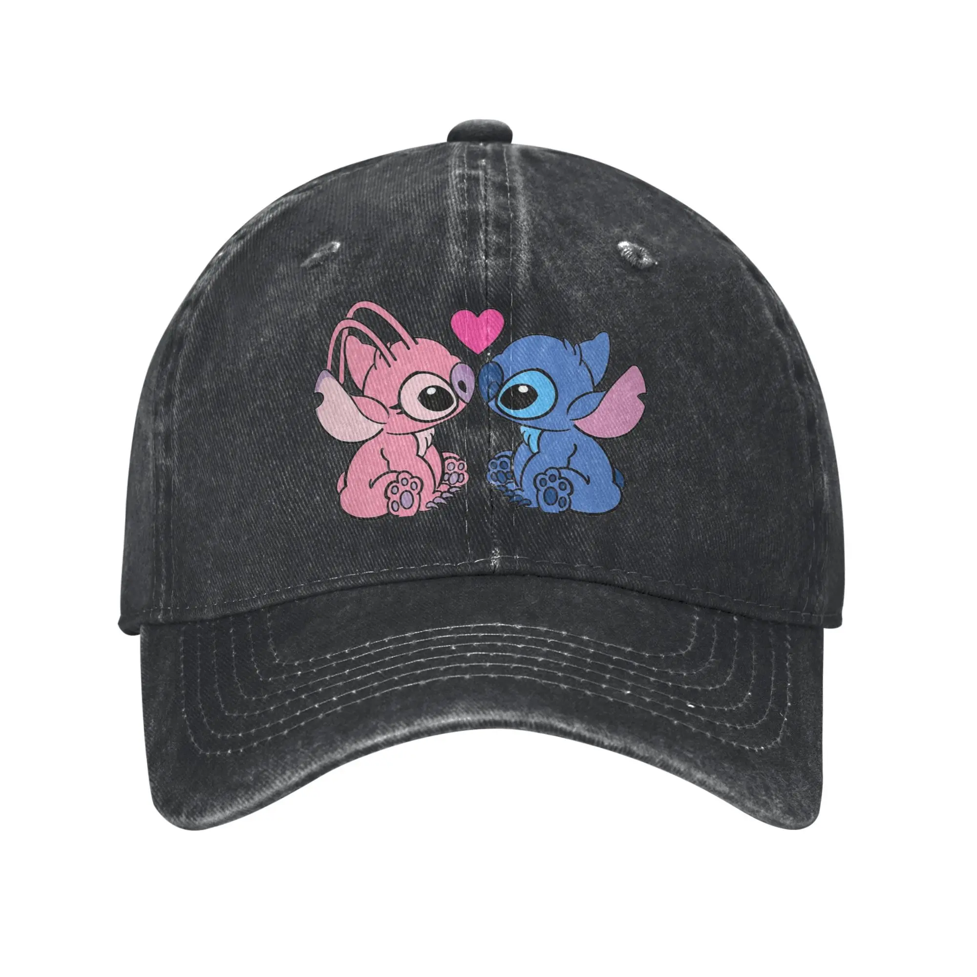 Stitch Ohana Means Family Sun Baseball Cap Cute Blue Cartoon Casual Men Washed Trucker Hat Outdoor Sport Baseball Caps Gift Idea