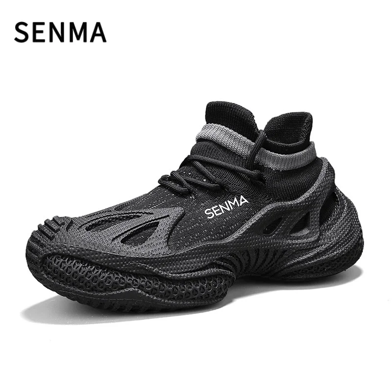 

SENMA Men Breathable Mesh Casual Shoes Original New Thick Sole Non-slip Sports Shoes Light Comfort Running Shoes Male Sneaker