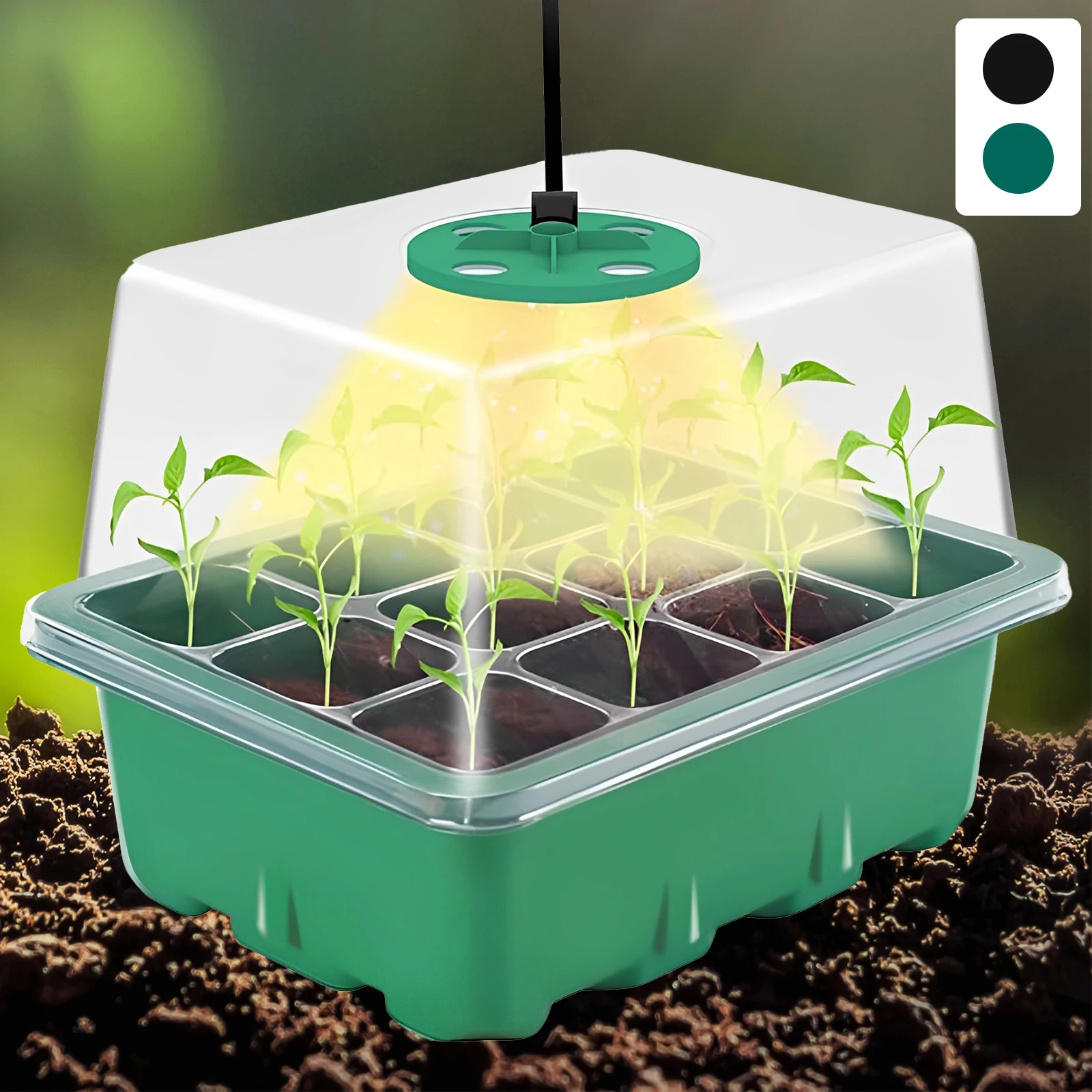 

New 5Pcs Seed Starter Tray with Grow Light Plant Germination Starter Kit with Adjustable Brightness and Humidity Timing Seed