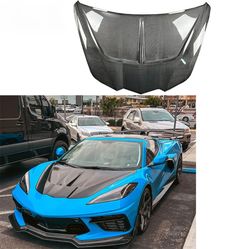 

Carbon Fiber Hood For Chevrolet Corvette C8 ST Style Car Accessories Carbon Bonnet Engine Cover