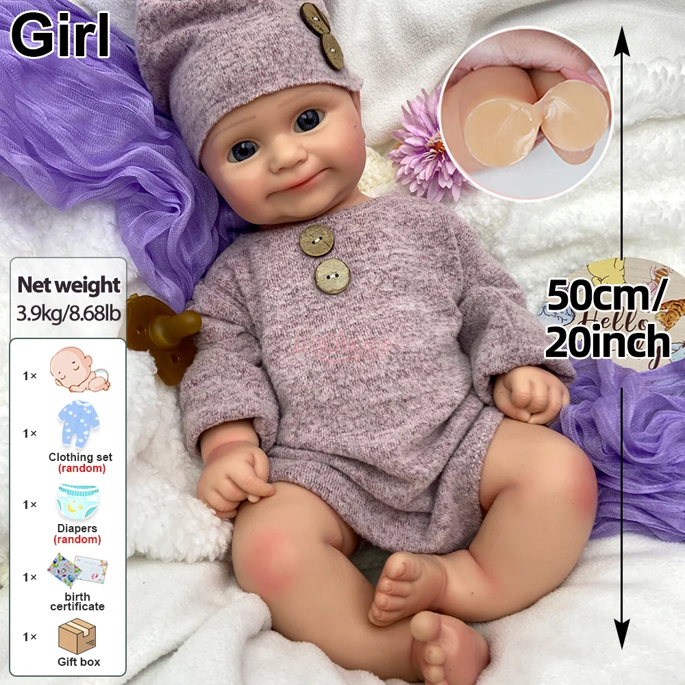Open Mouth 50Cm Maddie Siliconen Bebe Pasgeboren Meisje Handgemaakte Geschilderde Wasbare Siliconen Reborn Babypop Voor Kinderen Verjaardagscadeau