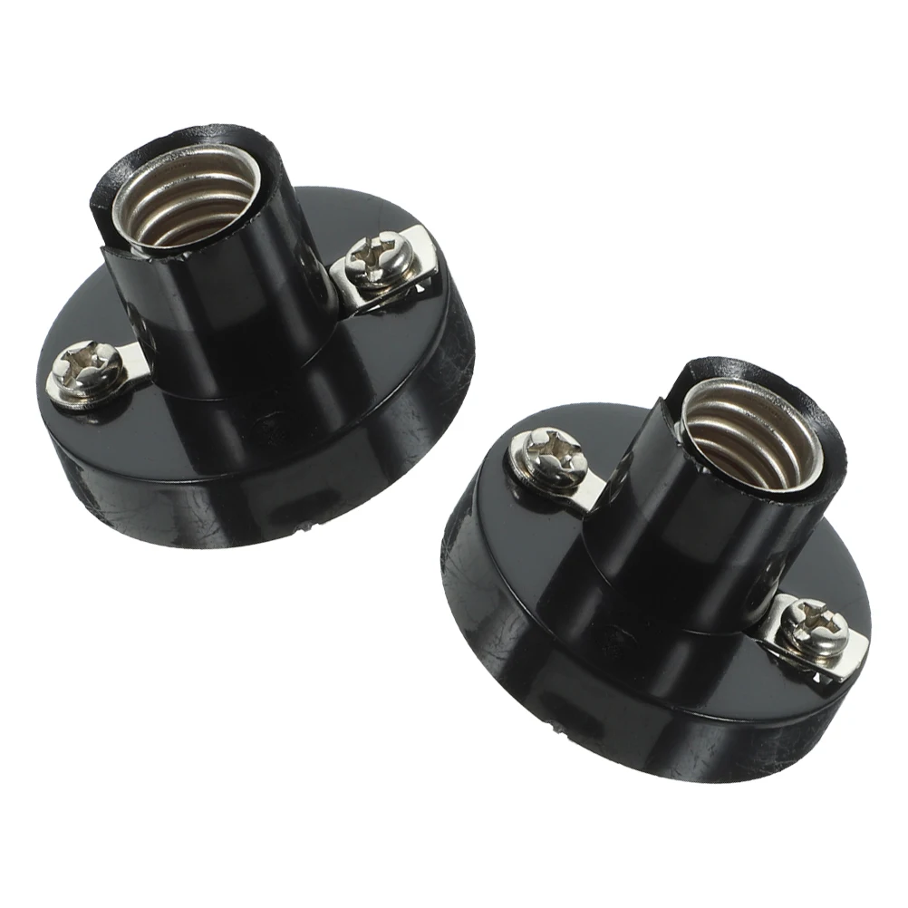 

2 Pcs Flat Lamp Socket Screw Base Light Bulb Holder Ceiling Fixture Replacement Spiral Design Easy Installation Home