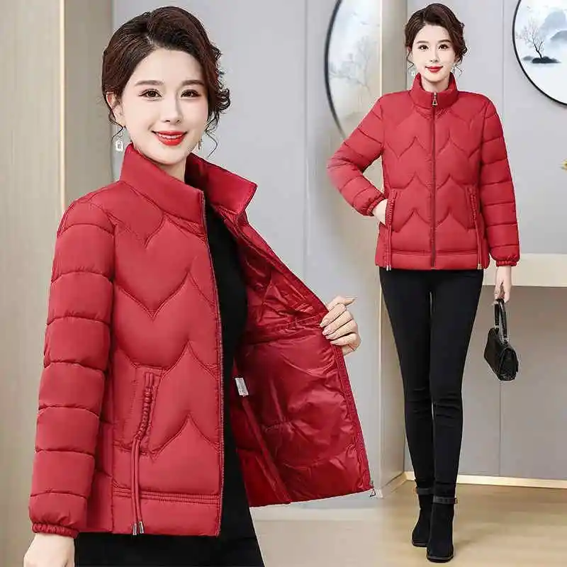 

Middle Aged and Elderly Women's Cotton Coat Parker Winter Jacket 2025 New Short Stand Collar Keep Warm Fashion Outerwear Top