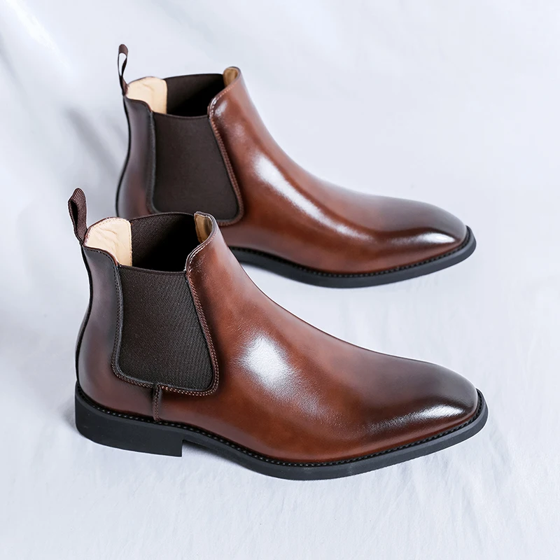 

New Autumn Winter Men Chelsea Boots Gradient Color High-end Business Casual Fashionable Commuting Short Boots
