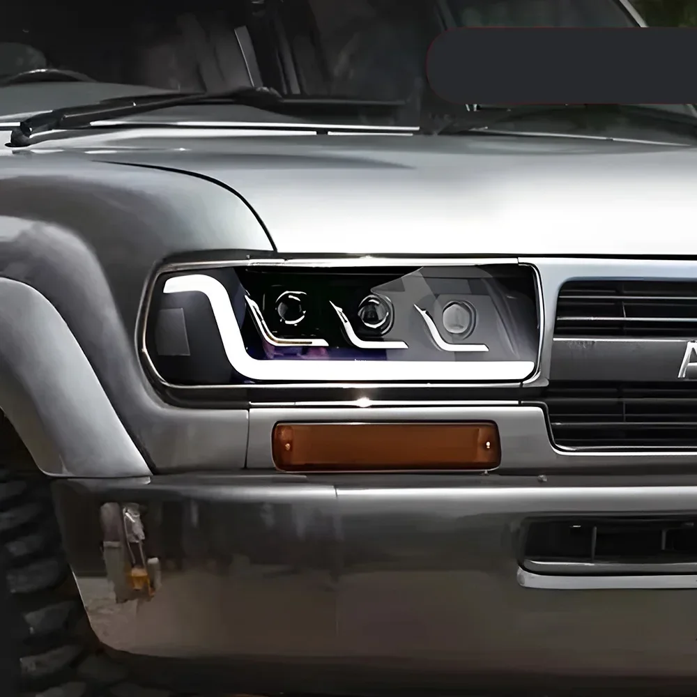 

Автомобильные передние фонари для Toyota Land Cruiser 1990-2002, обновленная сборка автомобильных фар, светодиодный динамический объектив проектора, инструменты, аксессуары