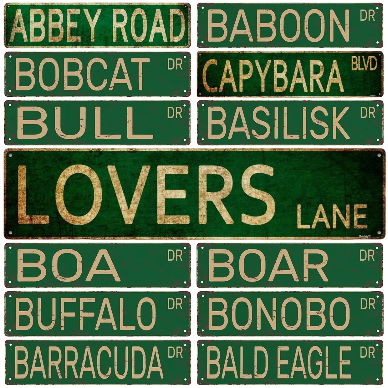 Vintage Metal Aluminum Signs Instagram Style Bovid Boar Street Signs Amusement Park Scenic Retro Road Signs Country Decorative