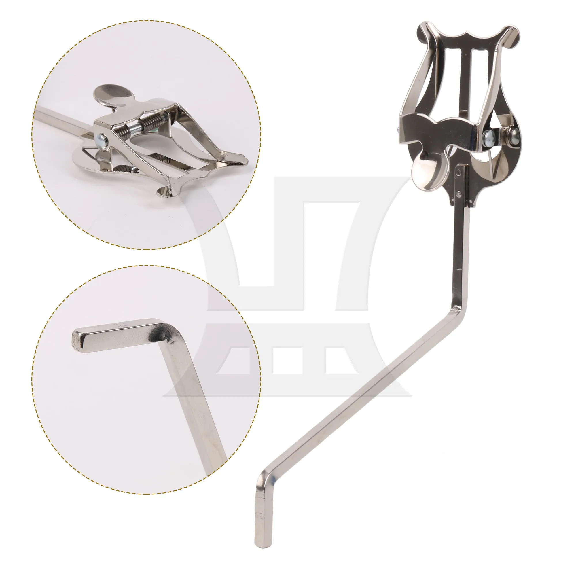 

Yibuy Silver Metal Clamp-On Saxophone Lyre Sheet Music Clip Holder for Tenor Sax Marching Band 4x4mm Plug