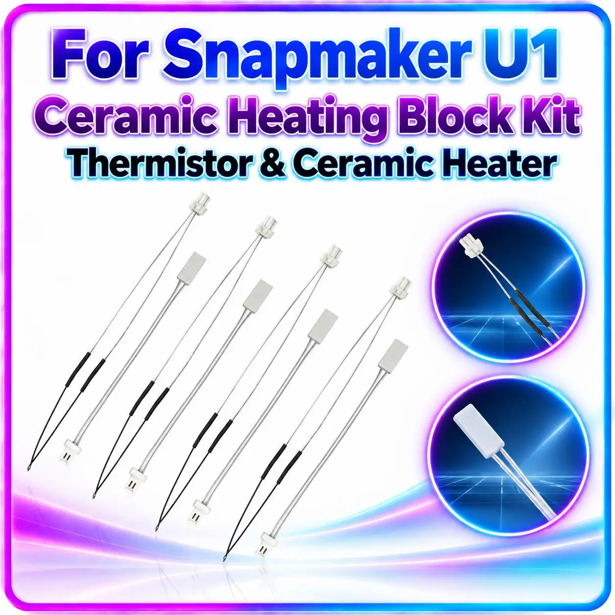 24V 48W Ceramic Heater Tube Thermistor Temperature Detector Sensor Upgraded Kit for Snapmaker U1 Hotend 3D Printer Spare Parts