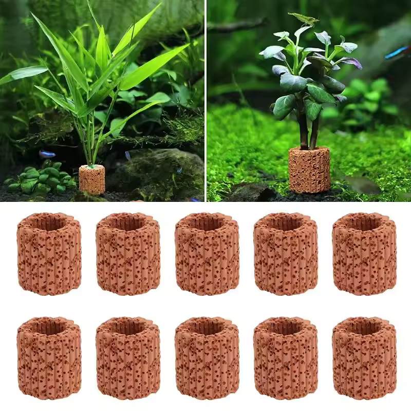 Aquatic Plant Fixed Ring for Aquarium Landscape Ceramic Water Plant Pot Ring Tool Decorations Fish Tank Accessories