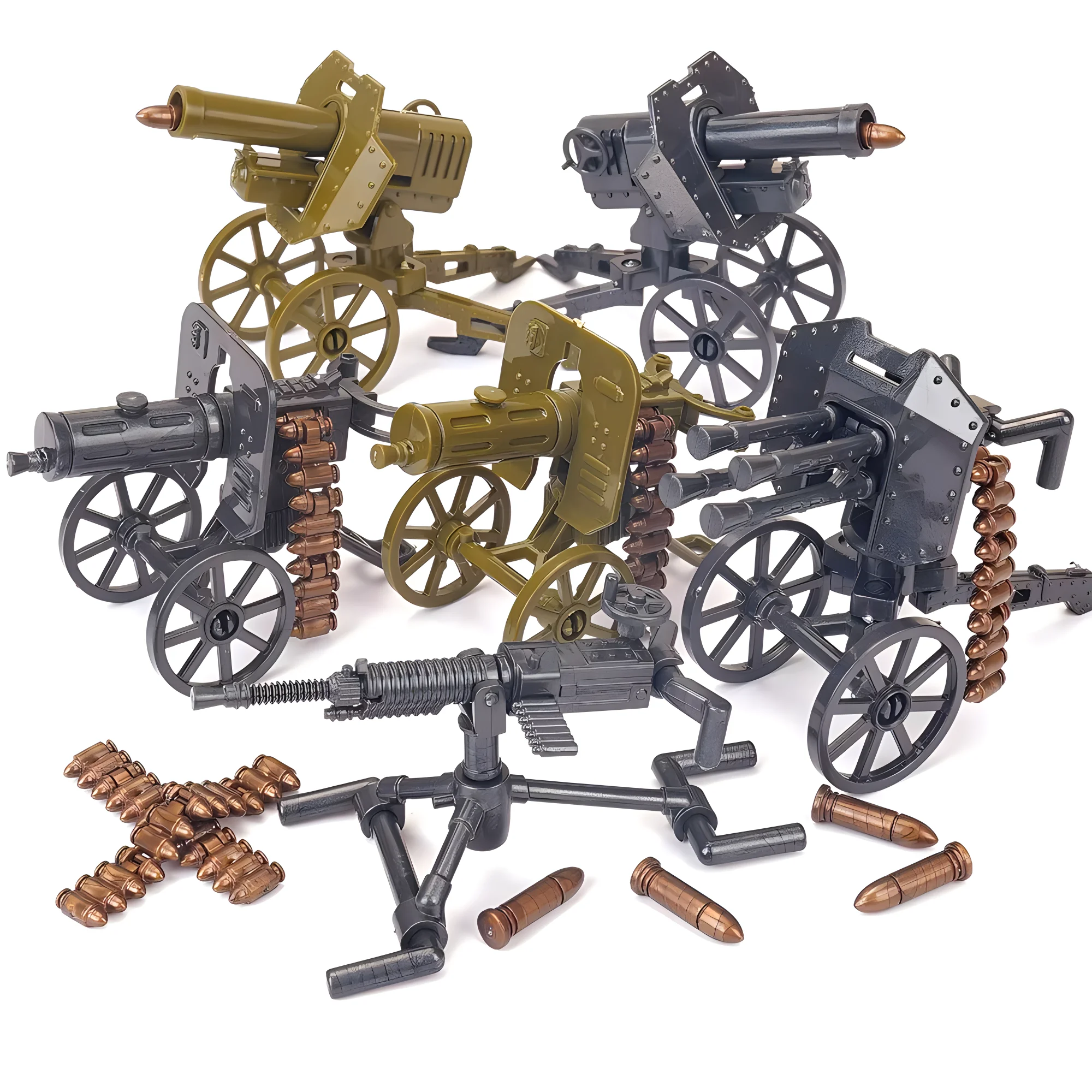 25/50/100/200Pcs WW2 Military Cannon Weapons Soldier Police Gangster SWAT Gun Building Blocks Figure Accessories Model Brick Toy