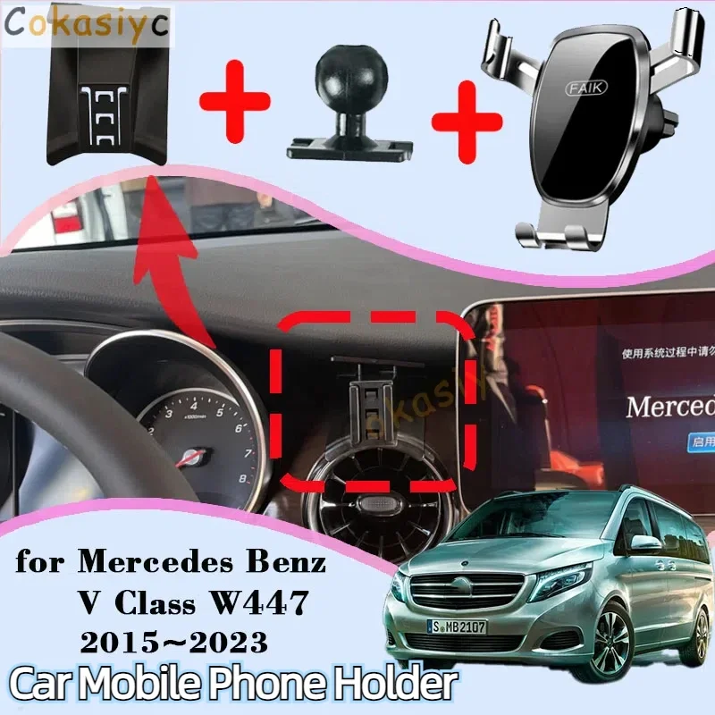 Car Mobile Phone Holder For Mercedes Benz V Class V250 W447 2015~2023 360 Degree Rotating GPS Special Mount Support Accessories