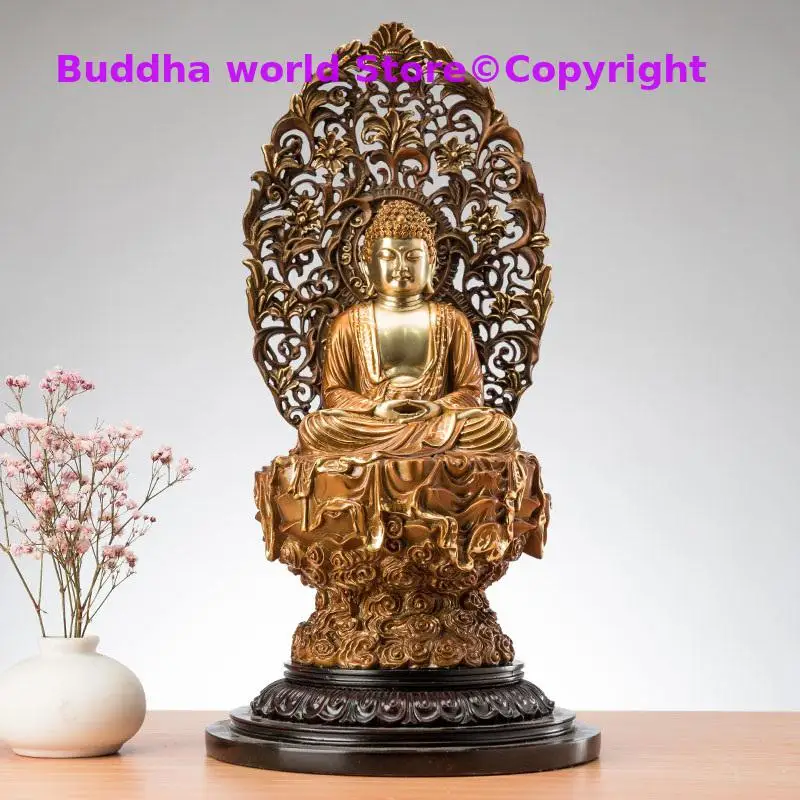 Asia Buddhist high grade Sakyamuni Amitabha Buddha statue HOME Protect family Safe healthy good luck Handmade COPPER Sculpture