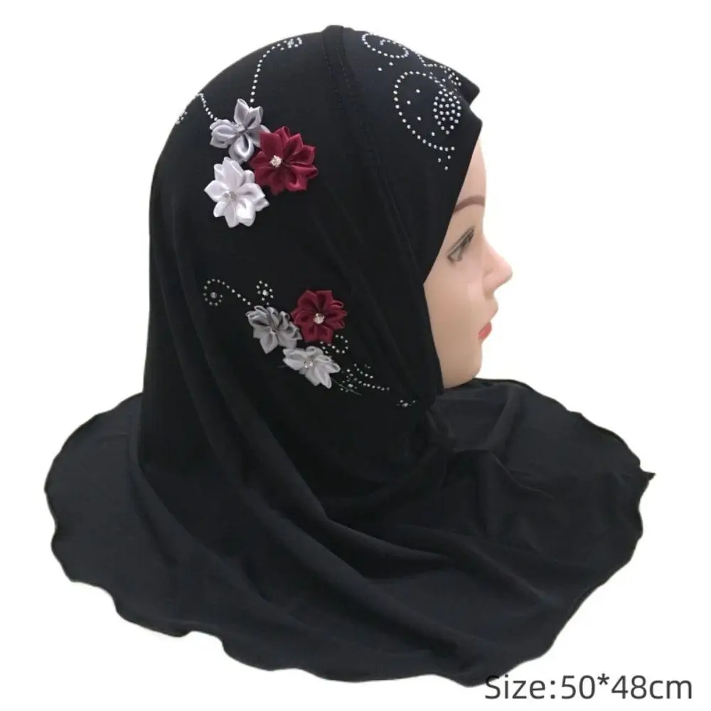 Beaux fleurs Hijab bandeau écharpe islamique enfants foulard fille bandeaux