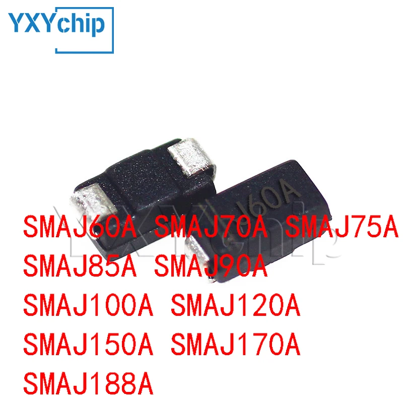 50pcs SMA_DO-214AC SMAJ60A SMAJ70A SMAJ75A SMAJ85A SMAJ90A SMAJ100A SMAJ120A SMAJ150A SMAJ170A SMAJ188A 400W Smd Tvs Diode