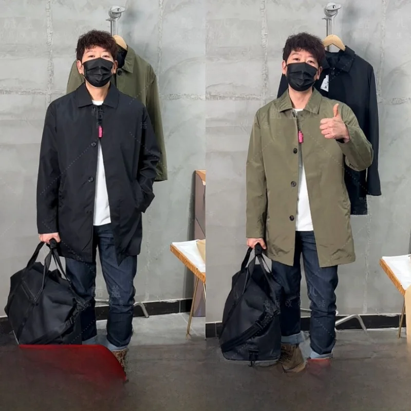 

Мужское весеннее повседневное деловое пальто Ele для города, модное, приталенное, с воротником-стойкой, современное, на одной пуговице