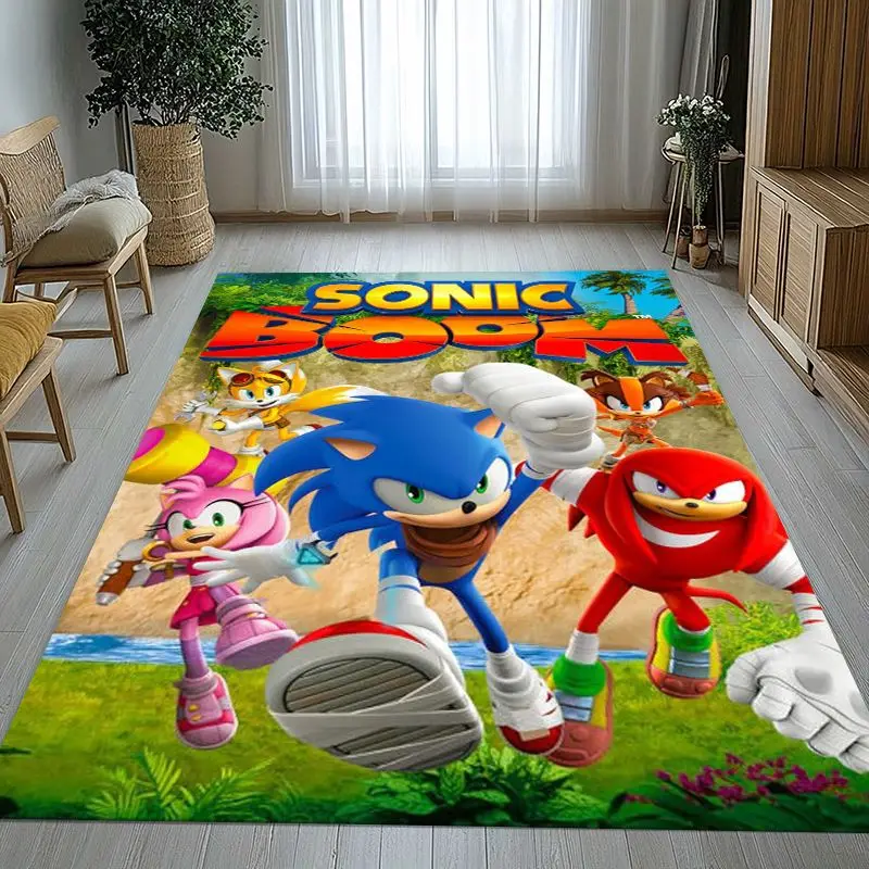 Vintage Cartoon S-Sonic Rings K-Knuckles Game Non-Slip Area Rug for Living Room,Bedroom Playroom Carpet Mat for Sofa,Home Decor