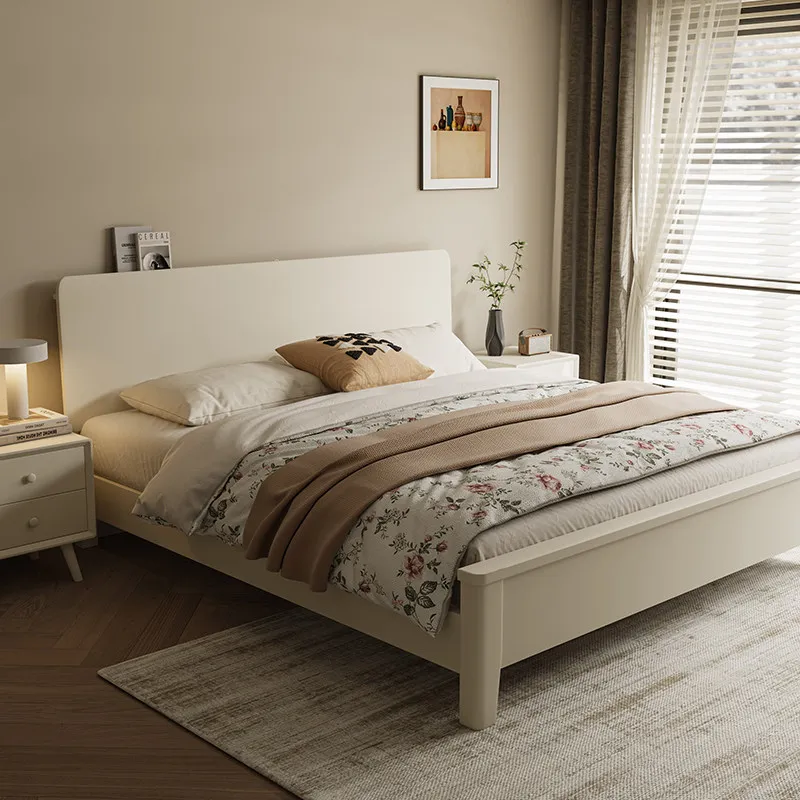 YJQ modern simple all-solid wood European-style double bed master bedroom flush double bed
