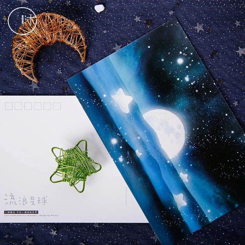 30 Sheets/Set Wandering Planet Luminous Postcard DIY Cartoon Greeting Cards Business Gift Card Message Card