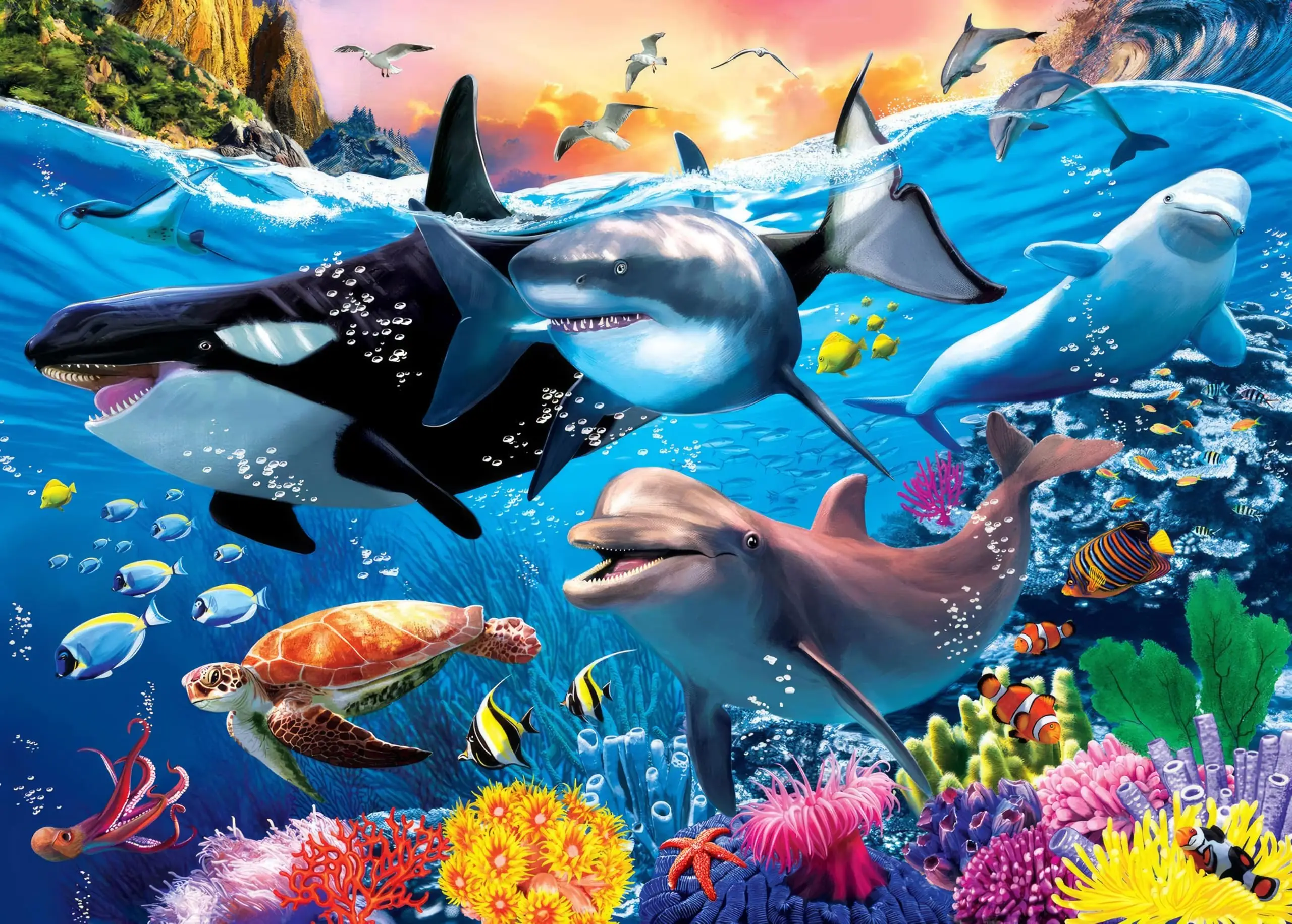 1000 Pieces Jigsaw Puzzle  Adult Living Ocean Home Decor Adults Puzzle Games Family Fun Floor Puzzles Educational Toys for Kids