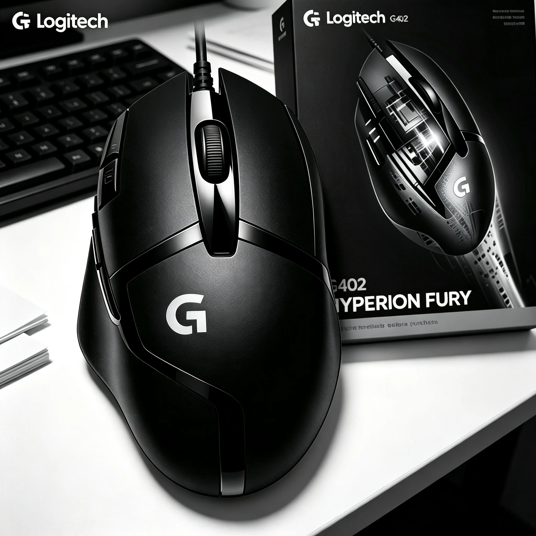 Premium Logitech G402 USB Gaming Mouse, On‑Board Profile Storage, Sweat Proof Texture, Wired Optical Mice for Competitive Game a