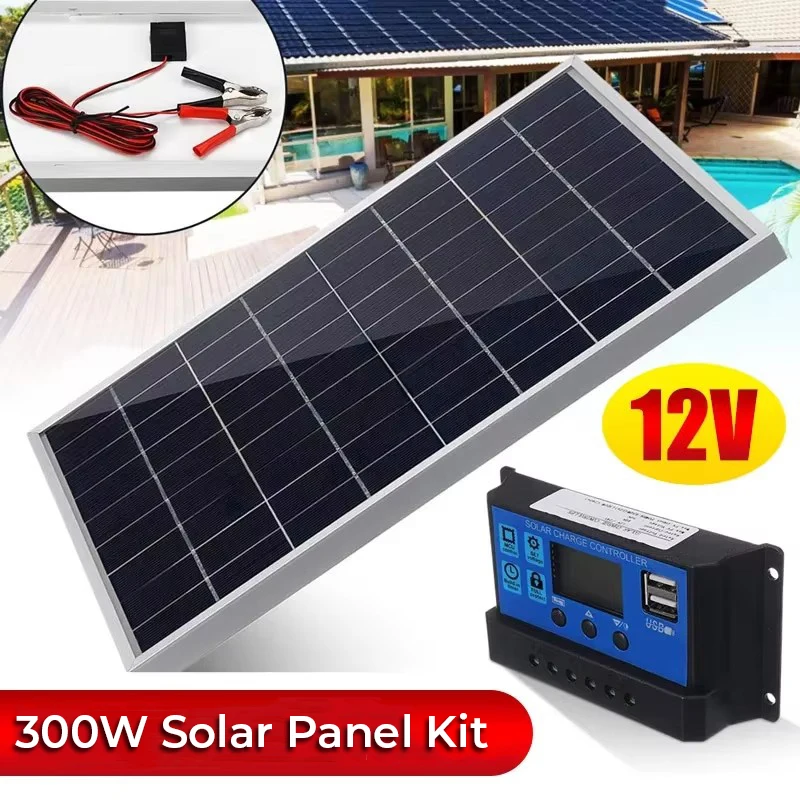 Kit de panneaux solaires 20W/H complet 12V polycristallin, alimentation portable, cellule solaire rechargeable en extérieur, générateur solaire pour la maison
