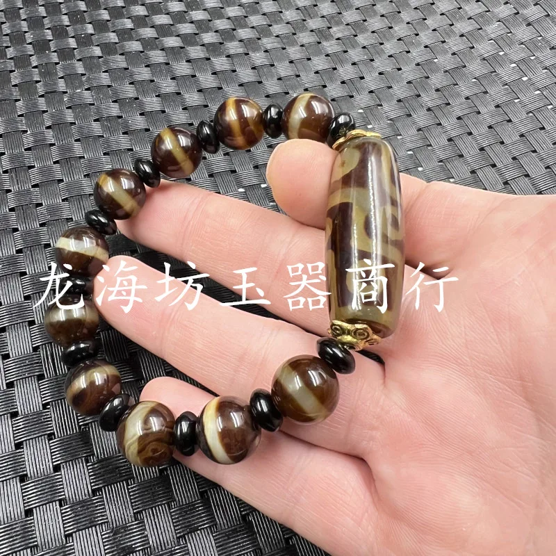 Dzi Bead as Right as Rain Jade Bracelet Linear Agate Ball Bracelet Men's and Women's Same Bracelet Bracelet Wholesale