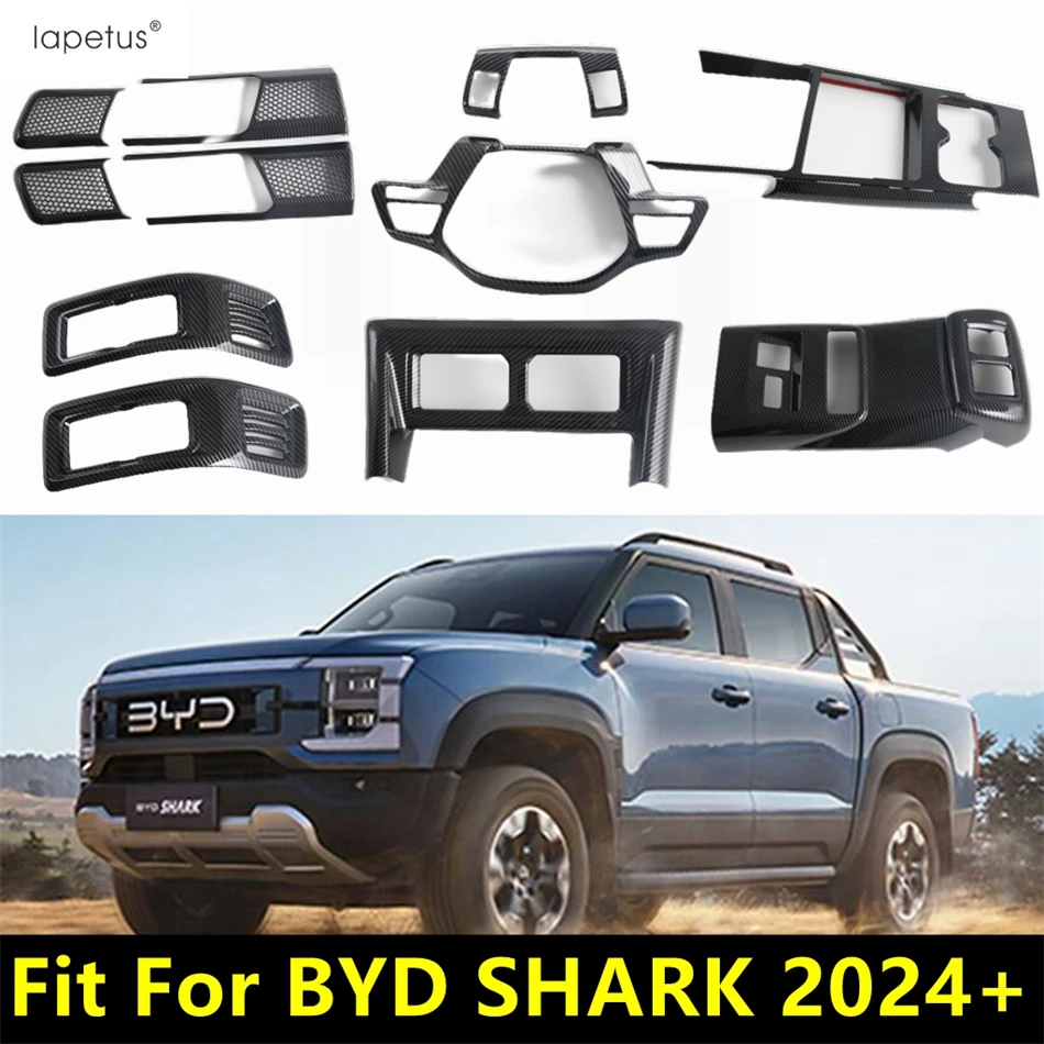

Carbon Fiber Middle AC Air Conditioning Vent / Steering Wheel / Gear Shift Panel Cover Trim Accessories For BYD SHARK 2024 2025