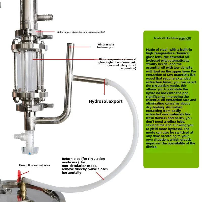آلة المياه المقطرة المنزلية الصغيرة لا تزال تكرير الزيت العطري معدات التقطير Baijiu آلة هيدروسول الوردية الفولاذ المقاوم للصدأ