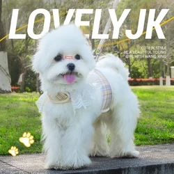 Dog Harness Chest Strap Leash Cute Puppy Vest Type Harnesses Dog Collar JK Uniform Plaid Pet Products Cat Small Dog Rope