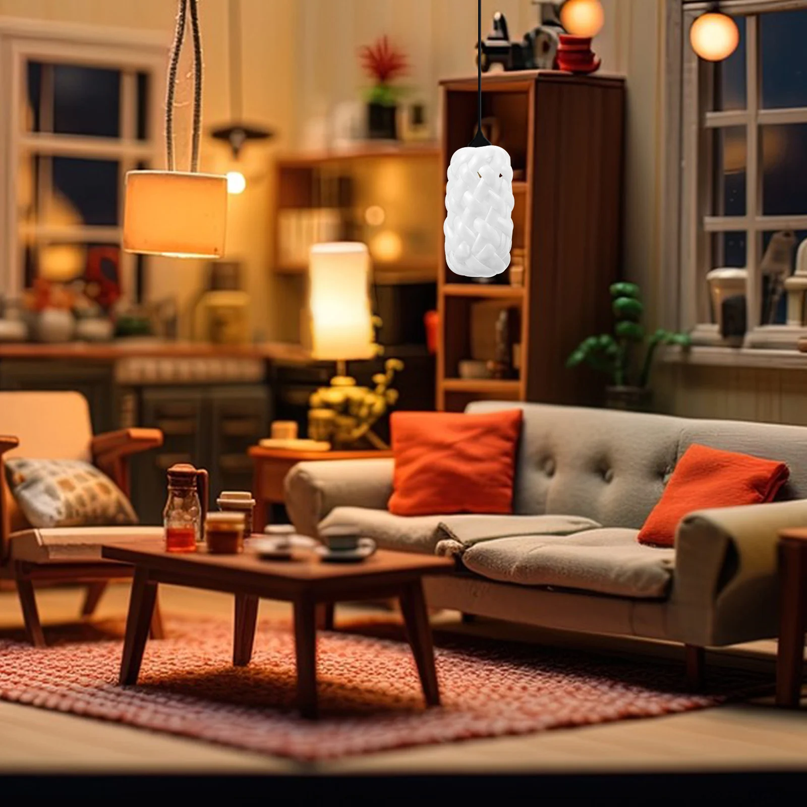 

2Pcs Imitation Rattan Lampshade Mini Woven Handcrafted Light Cover for Stairs Corridors 's Room Decor Craft Supply