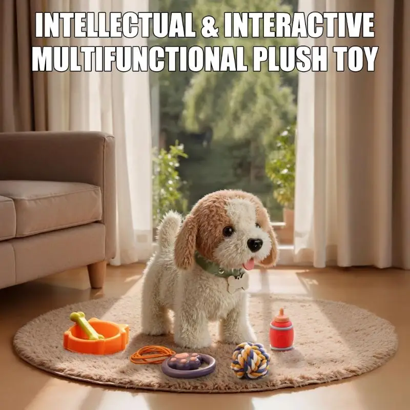 

652F Battery Operated Singing Toy Dog Realistic Design Bark Sing Simulates Action Interactive For Children Imaginative Fun