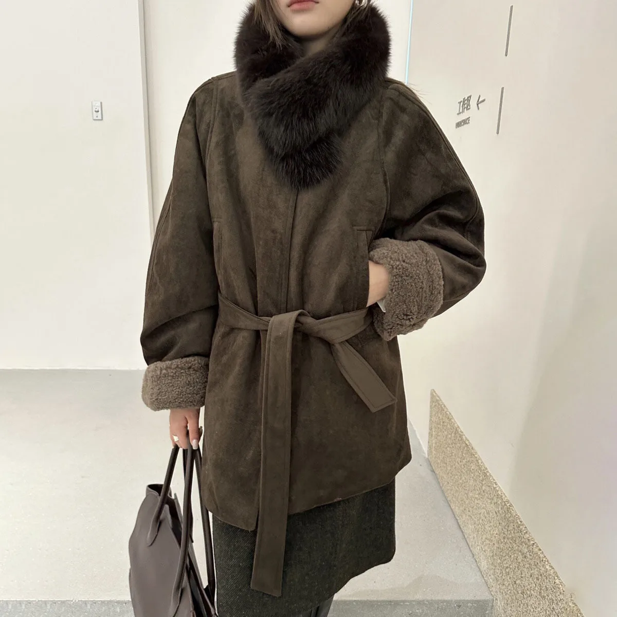 KWTX Women’s 2025 New Solid Cotton MidLength Belted Thickened Winter Coat StandCollar Designer Chic Casual Elegant Warm