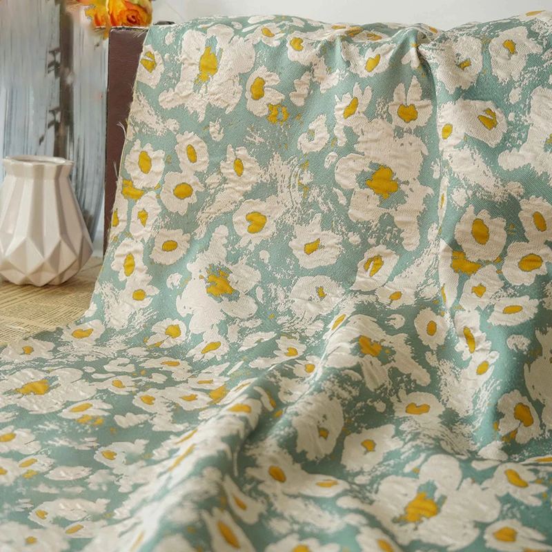 1 Meter Gentle Embossed Bubble Flower Yarn Dyed Jacquard Fabric Lazy Oil Painting Style Fabric for Dress Bag Diy Sewing